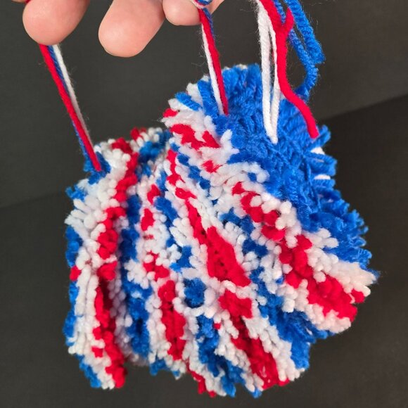 Set (8) VTG Handmade Red White Blue Crochet Coaster Trivet 5" Patriotic Hot Pads - Picture 2 of 8